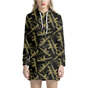 Military Guns Pattern Print Hoodie Dress