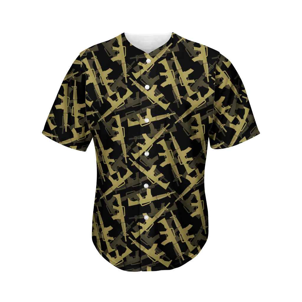 Military Guns Pattern Print Men's Baseball Jersey