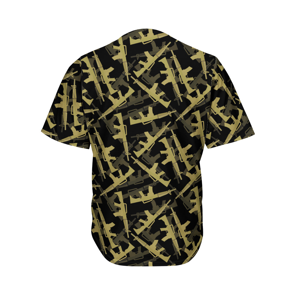 Military Guns Pattern Print Men's Baseball Jersey