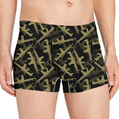 Military Guns Pattern Print Men's Boxer Briefs