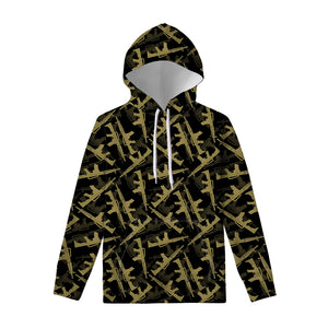 Military Guns Pattern Print Pullover Hoodie