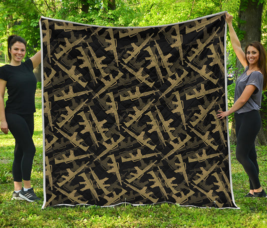 Military Guns Pattern Print Quilt