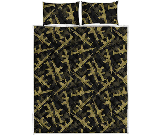 Military Guns Pattern Print Quilt Bed Set