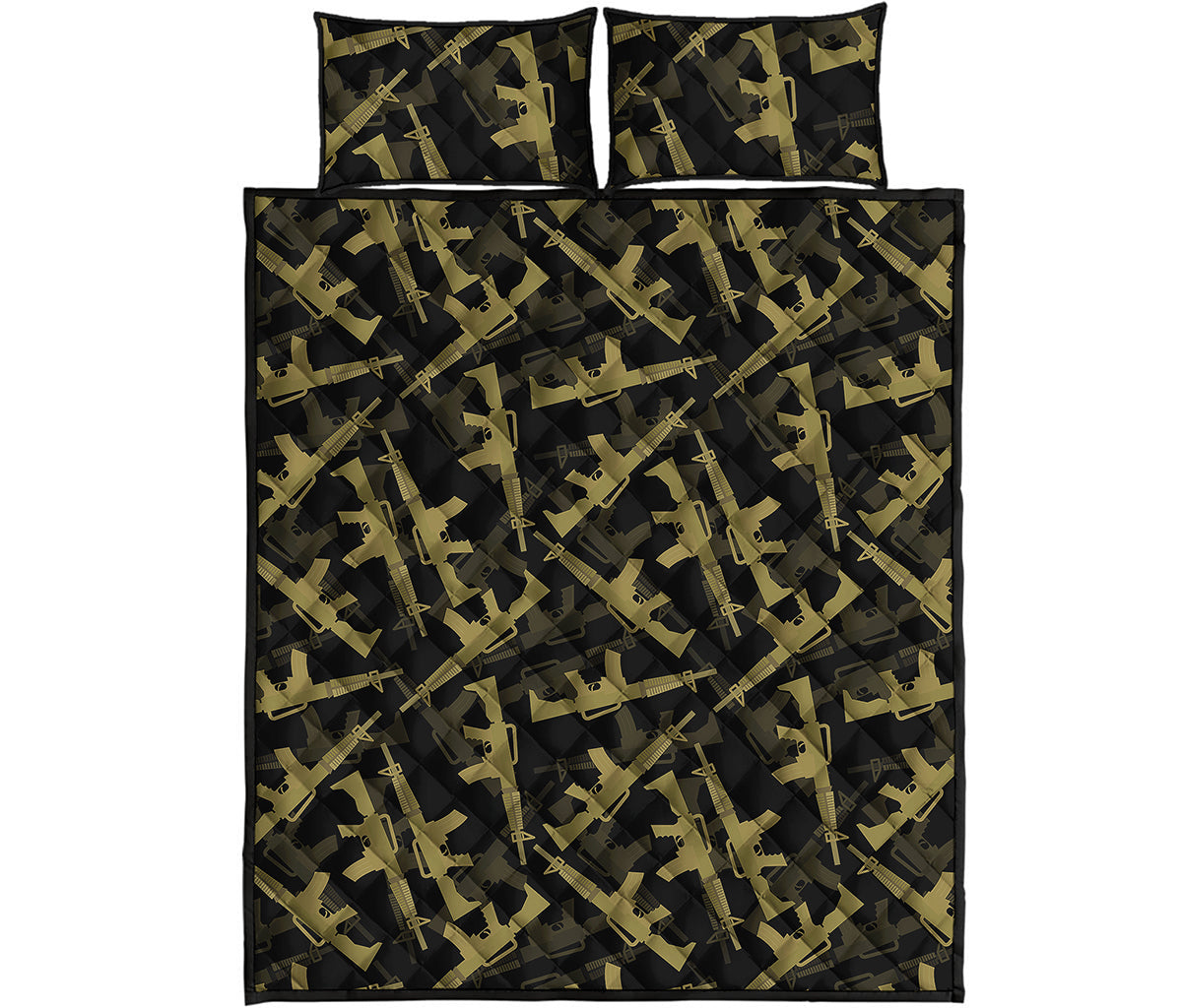Military Guns Pattern Print Quilt Bed Set