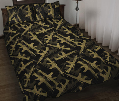 Military Guns Pattern Print Quilt Bed Set