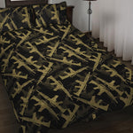 Military Guns Pattern Print Quilt Bed Set