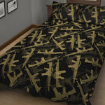 Military Guns Pattern Print Quilt Bed Set