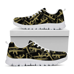 Military Guns Pattern Print White Sneakers