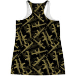Military Guns Pattern Print Women's Racerback Tank Top