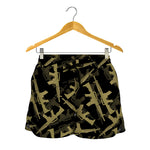 Military Guns Pattern Print Women's Shorts