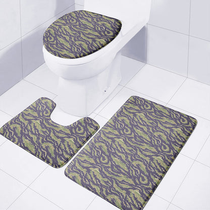 Military Tiger Stripe Camouflage Print 3 Piece Bath Mat Set