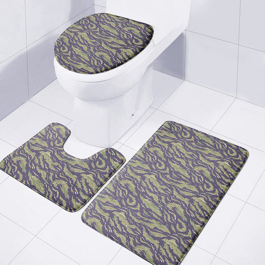 Military Tiger Stripe Camouflage Print 3 Piece Bath Mat Set