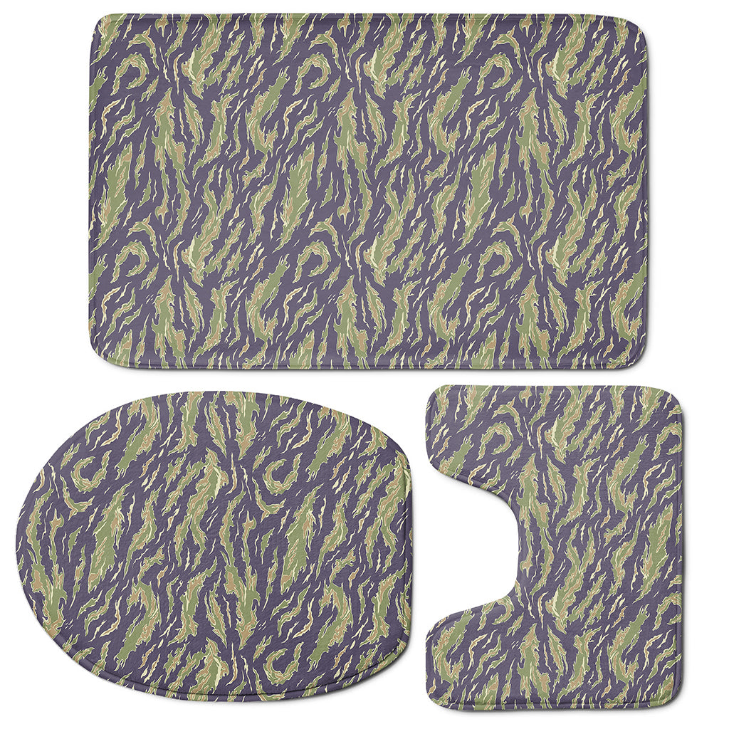 Military Tiger Stripe Camouflage Print 3 Piece Bath Mat Set