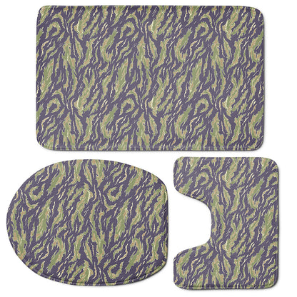 Military Tiger Stripe Camouflage Print 3 Piece Bath Mat Set