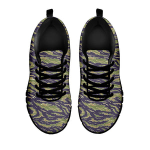 Military Tiger Stripe Camouflage Print Black Sneakers