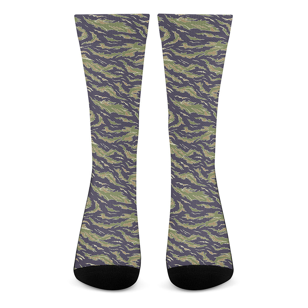 Military Tiger Stripe Camouflage Print Crew Socks