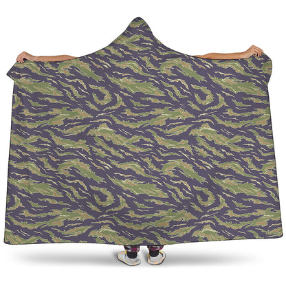 Military Tiger Stripe Camouflage Print Hooded Blanket