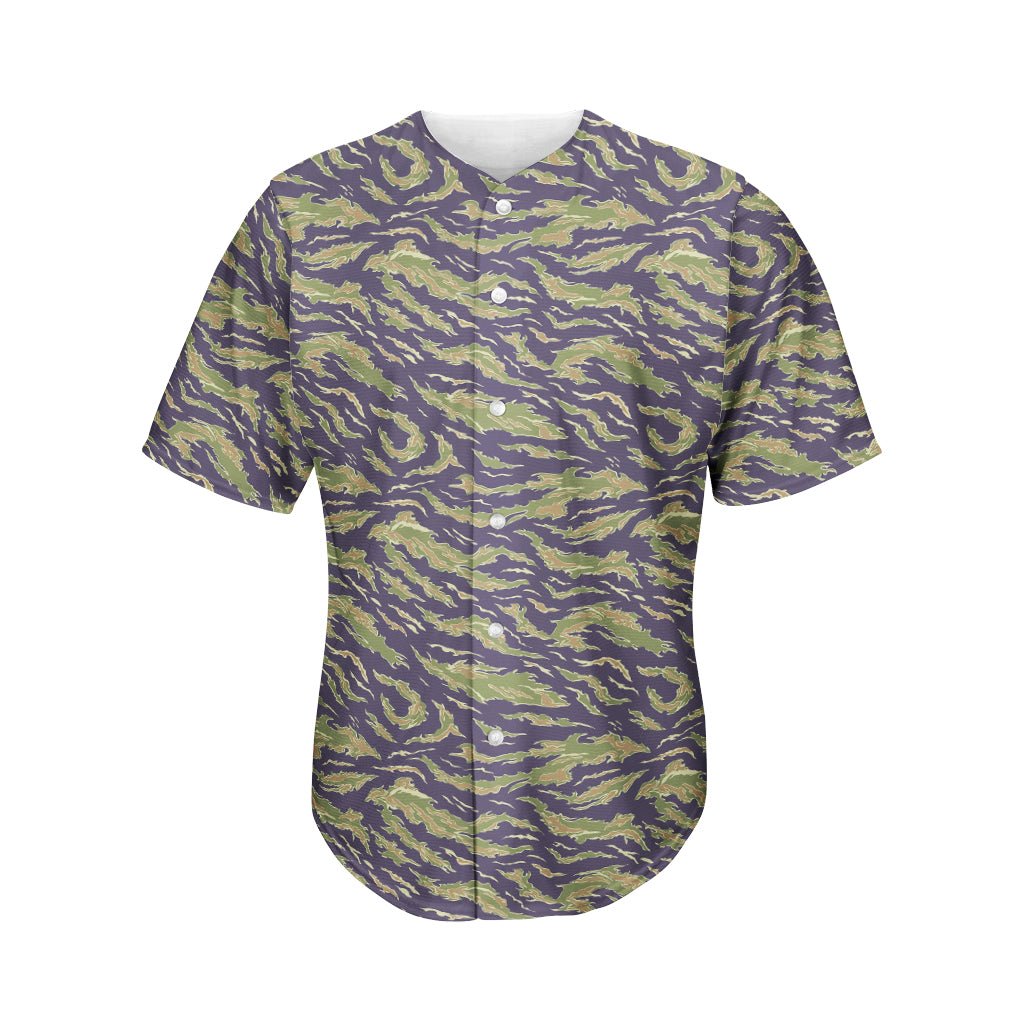 Military Tiger Stripe Camouflage Print Men's Baseball Jersey