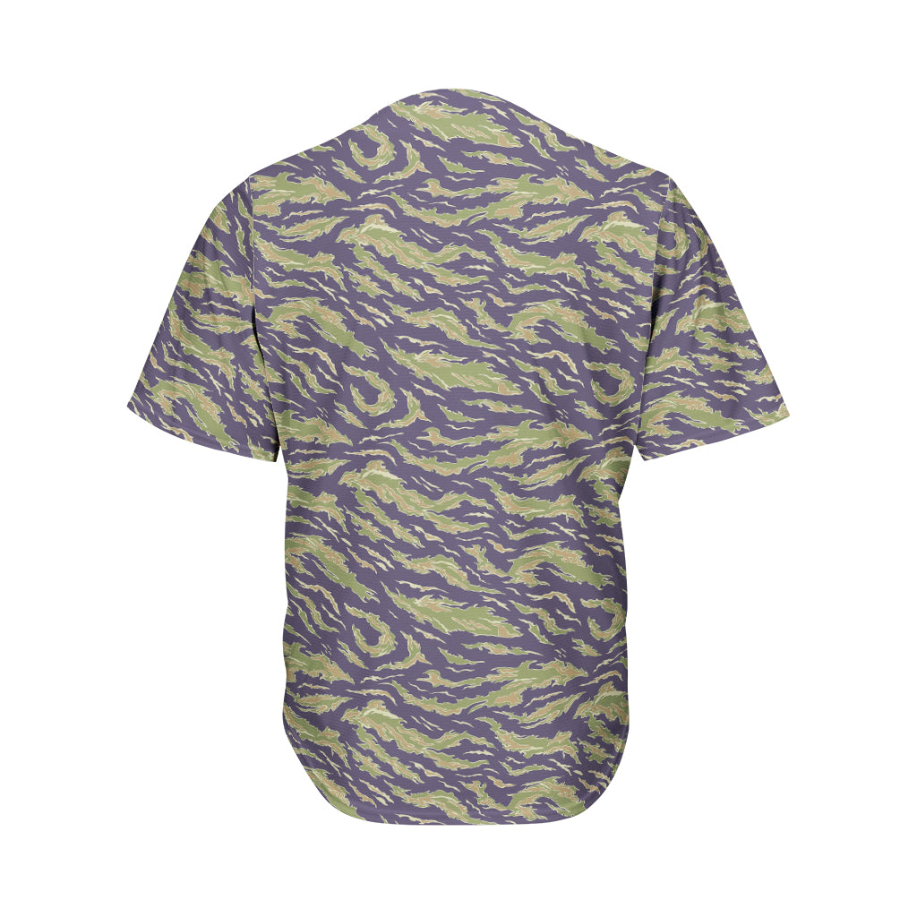 Military Tiger Stripe Camouflage Print Men's Baseball Jersey