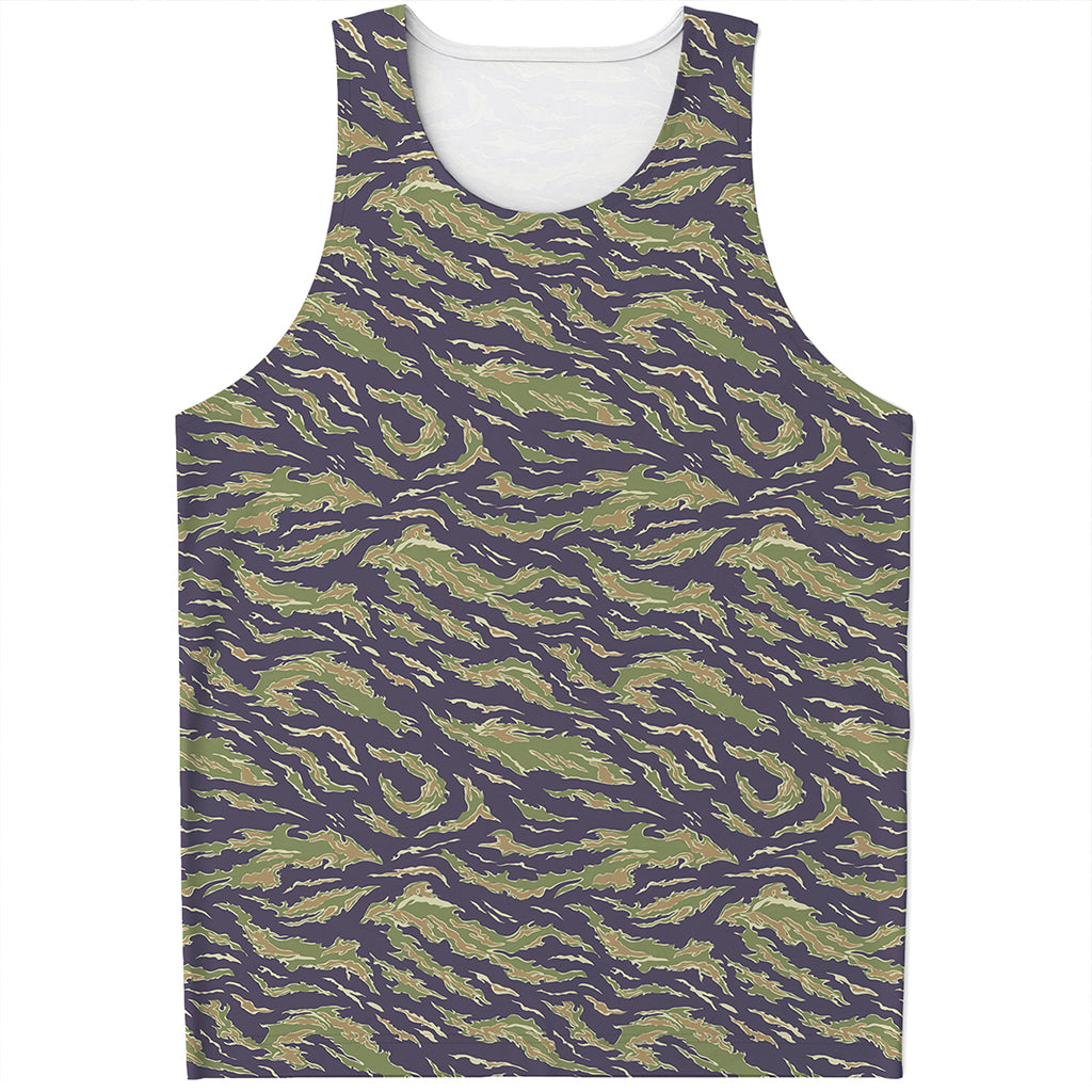 Military Tiger Stripe Camouflage Print Men's Tank Top