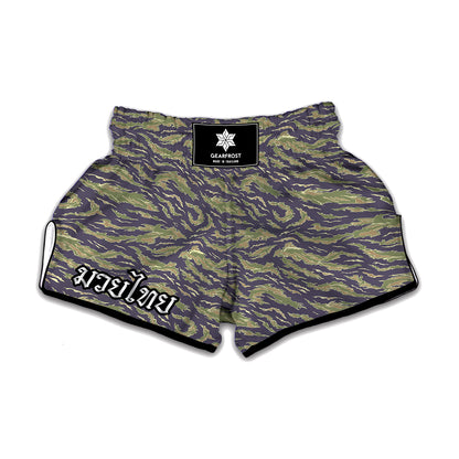 Military Tiger Stripe Camouflage Print Muay Thai Boxing Shorts