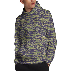 Military Tiger Stripe Camouflage Print Pullover Hoodie