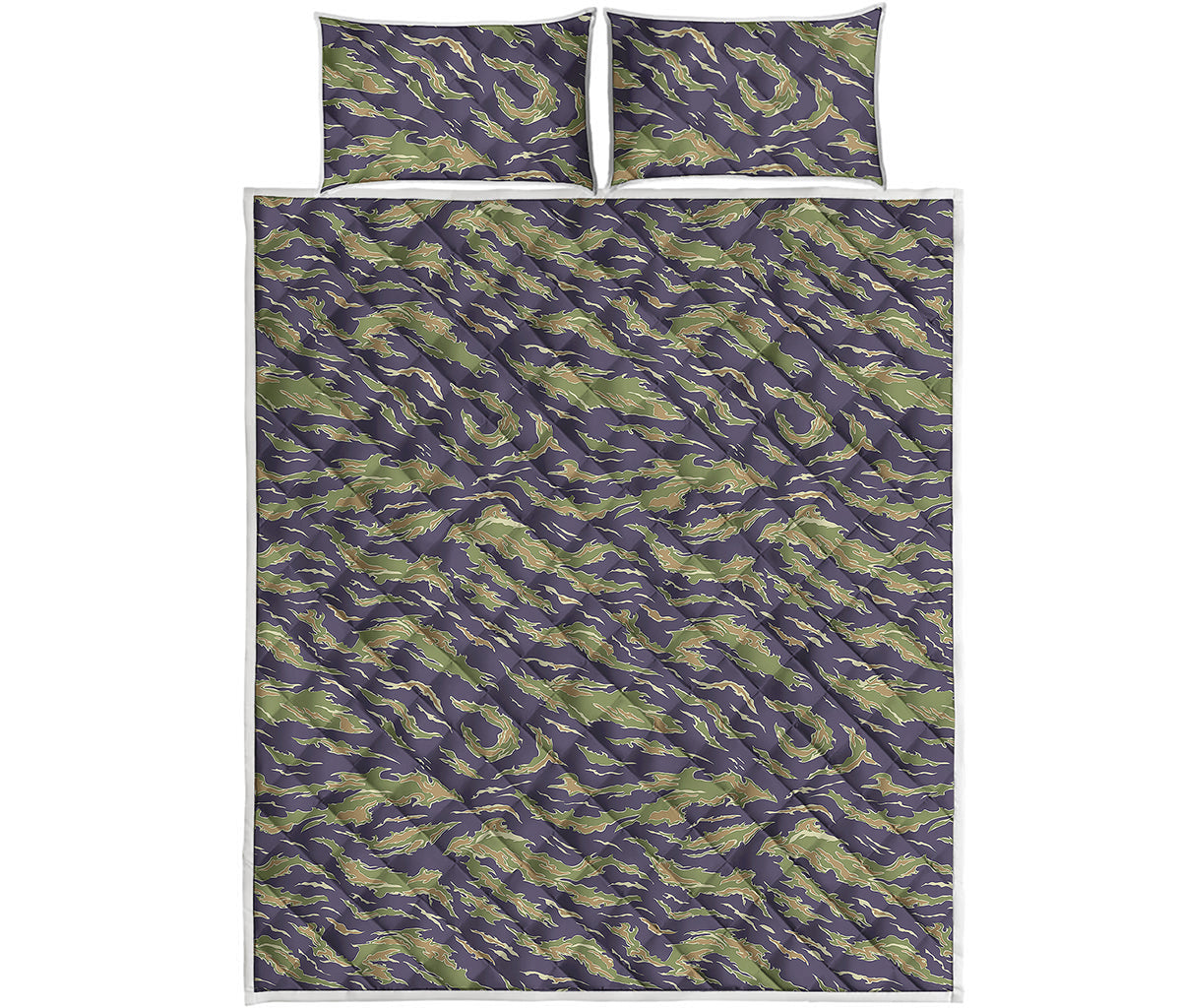 Military Tiger Stripe Camouflage Print Quilt Bed Set