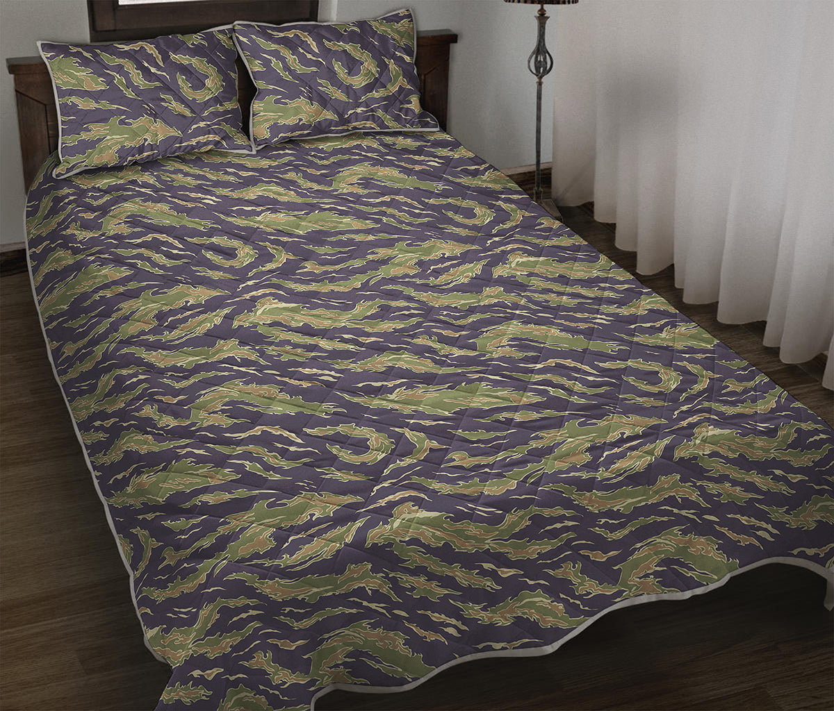 Military Tiger Stripe Camouflage Print Quilt Bed Set