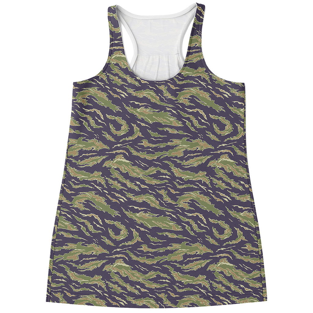 Military Tiger Stripe Camouflage Print Women's Racerback Tank Top