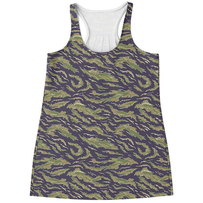 Military Tiger Stripe Camouflage Print Women's Racerback Tank Top