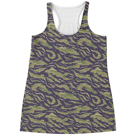 Military Tiger Stripe Camouflage Print Women's Racerback Tank Top