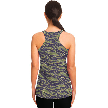 Military Tiger Stripe Camouflage Print Women's Racerback Tank Top