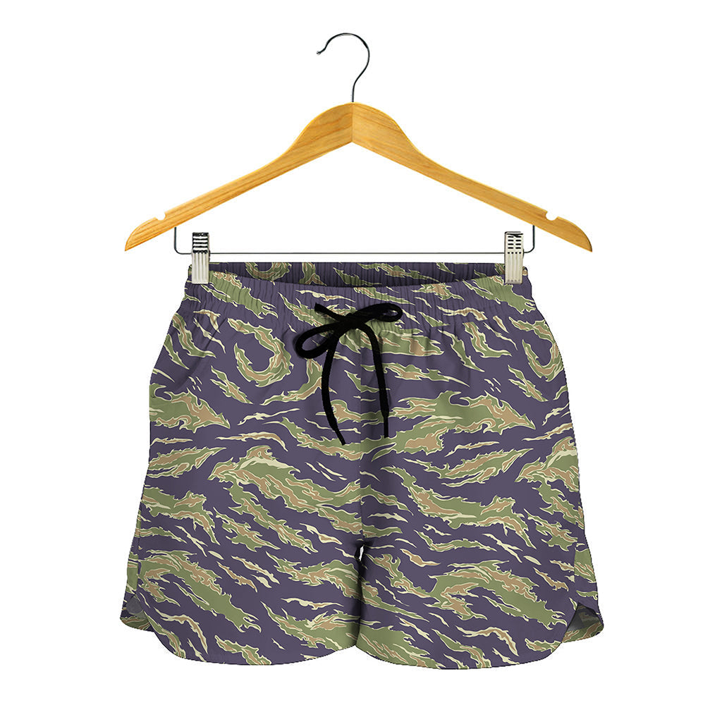 Military Tiger Stripe Camouflage Print Women's Shorts