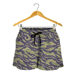 Military Tiger Stripe Camouflage Print Women's Shorts