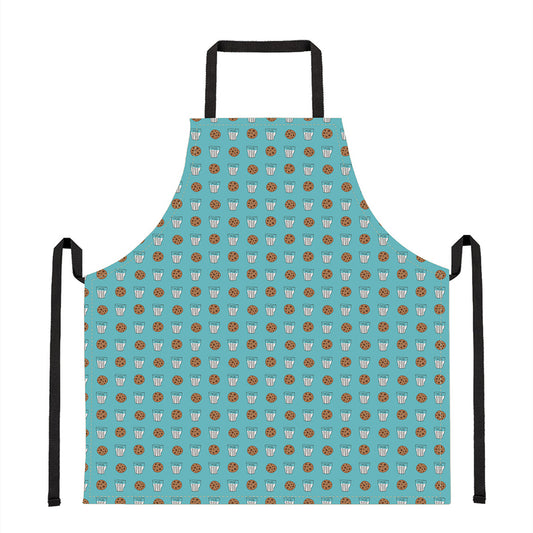 Milk And Cookies Pattern Print Apron