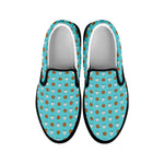 Milk And Cookies Pattern Print Black Slip On Shoes
