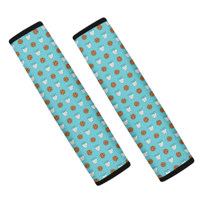 Milk And Cookies Pattern Print Car Seat Belt Covers