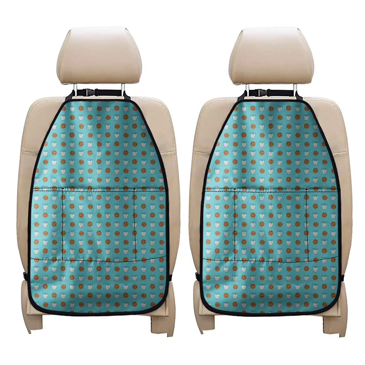 Milk And Cookies Pattern Print Car Seat Organizers