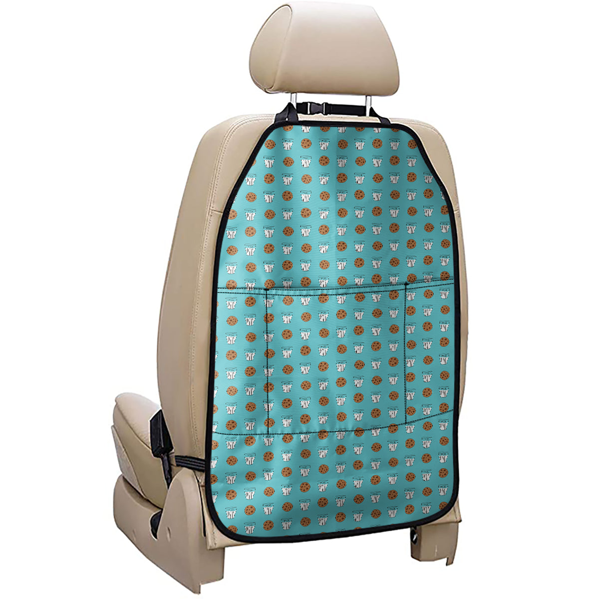 Milk And Cookies Pattern Print Car Seat Organizers