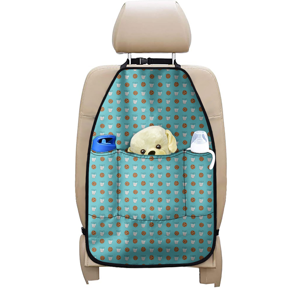 Milk And Cookies Pattern Print Car Seat Organizers
