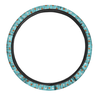 Milk And Cookies Pattern Print Car Steering Wheel Cover
