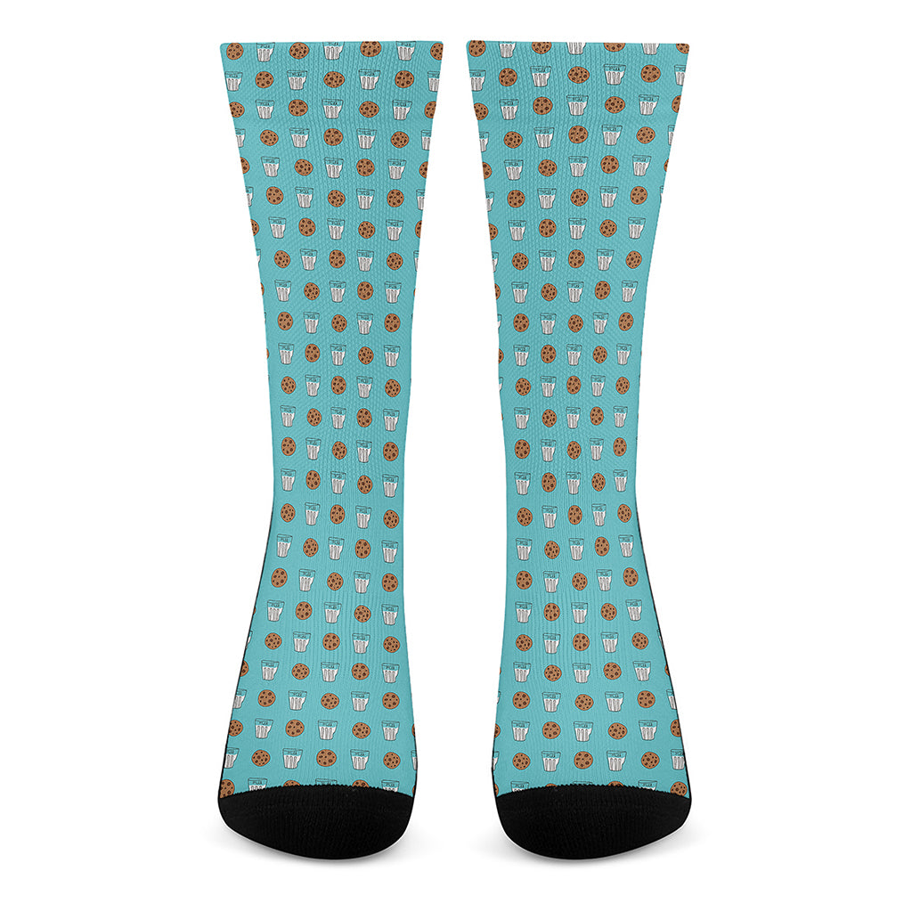Milk And Cookies Pattern Print Crew Socks