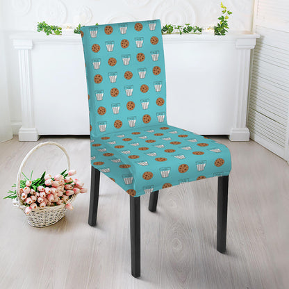 Milk And Cookies Pattern Print Dining Chair Slipcover