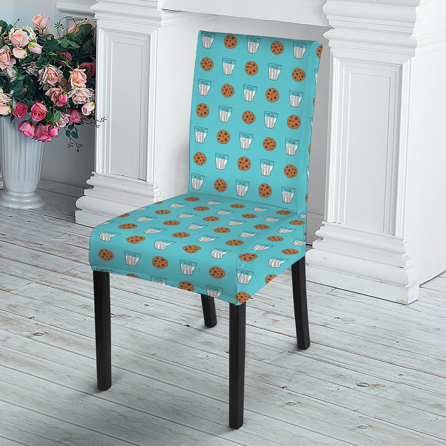 Milk And Cookies Pattern Print Dining Chair Slipcover