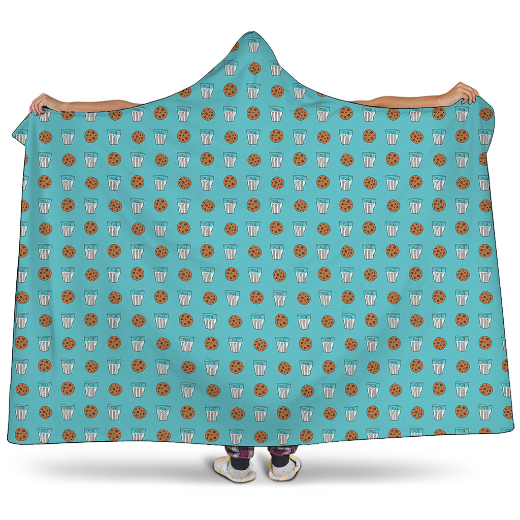Milk And Cookies Pattern Print Hooded Blanket