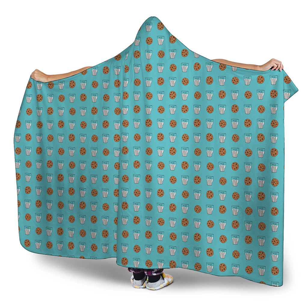 Milk And Cookies Pattern Print Hooded Blanket