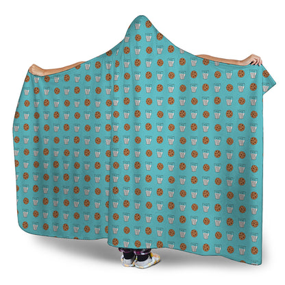 Milk And Cookies Pattern Print Hooded Blanket