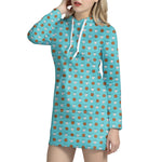 Milk And Cookies Pattern Print Hoodie Dress