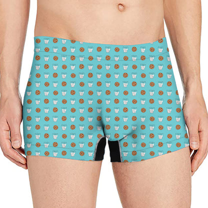 Milk And Cookies Pattern Print Men's Boxer Briefs