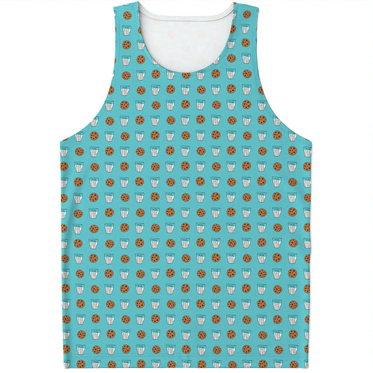 Milk And Cookies Pattern Print Men's Tank Top
